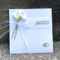 Preview: Edle Hochzeitskarte Glückwunschkarte zur Hochzeit weiß Geldkarte Geldtasche Callas gold